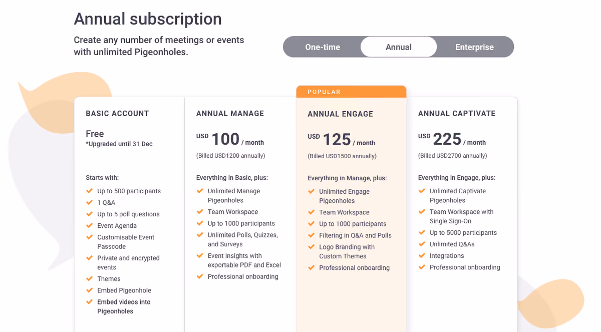 Pigeonhole Live screenshot