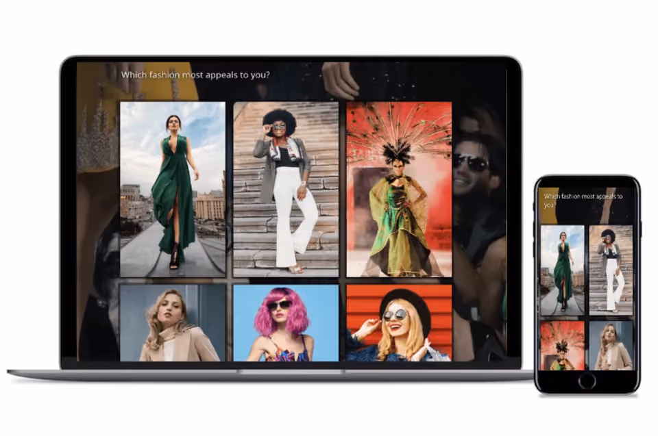 Online fashion survey example with images created using SurveyLegend