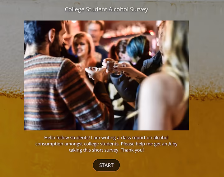 Student Survey Welcome Page