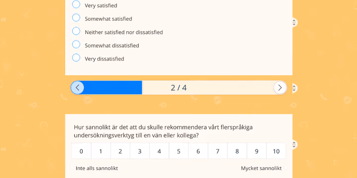 this illustration shows how you can divide your multilingual questionnaire into different pages. One page for each language.