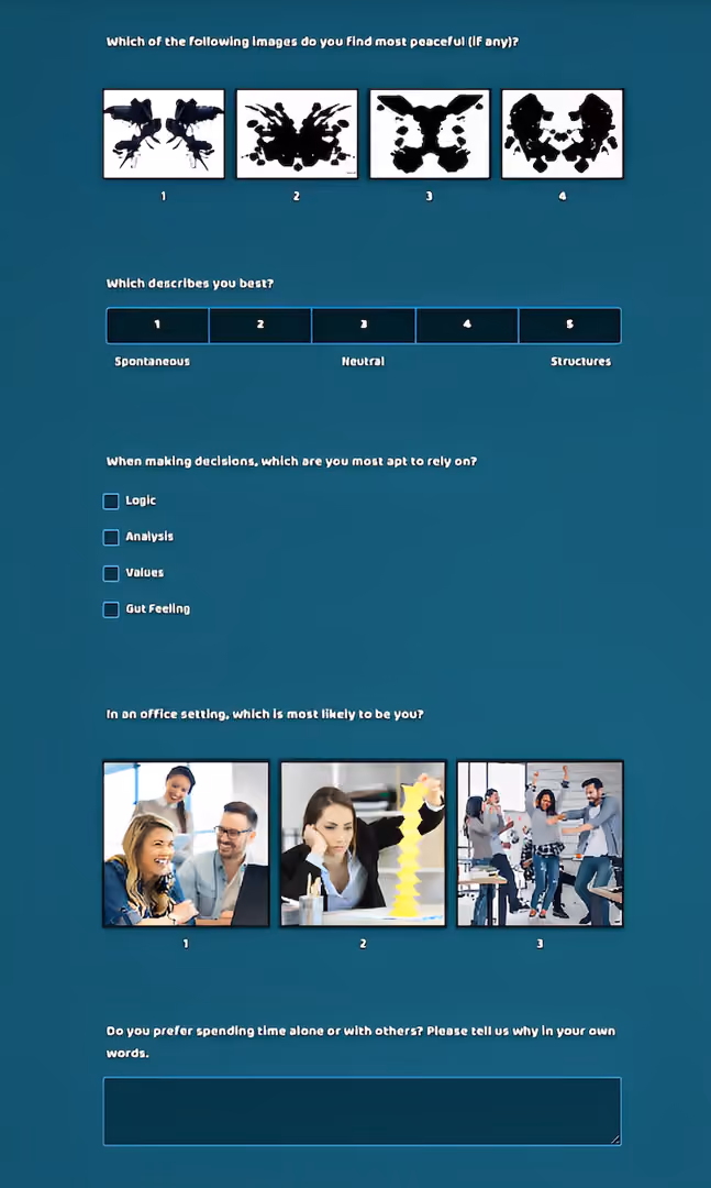 Personality Test Example