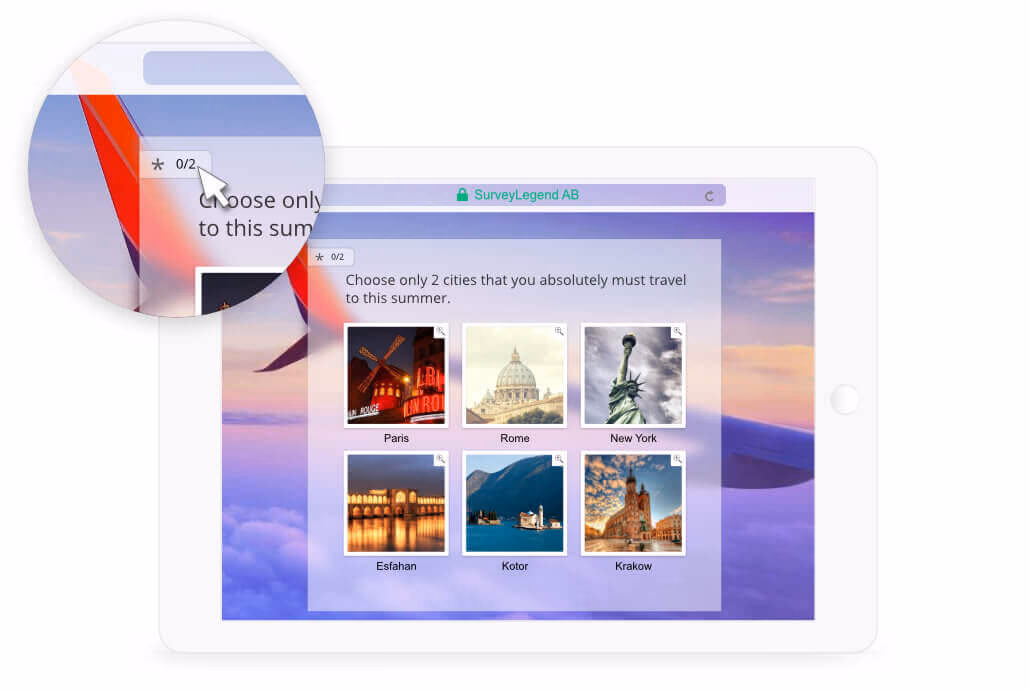 Online survey, form or poll limit selectable images