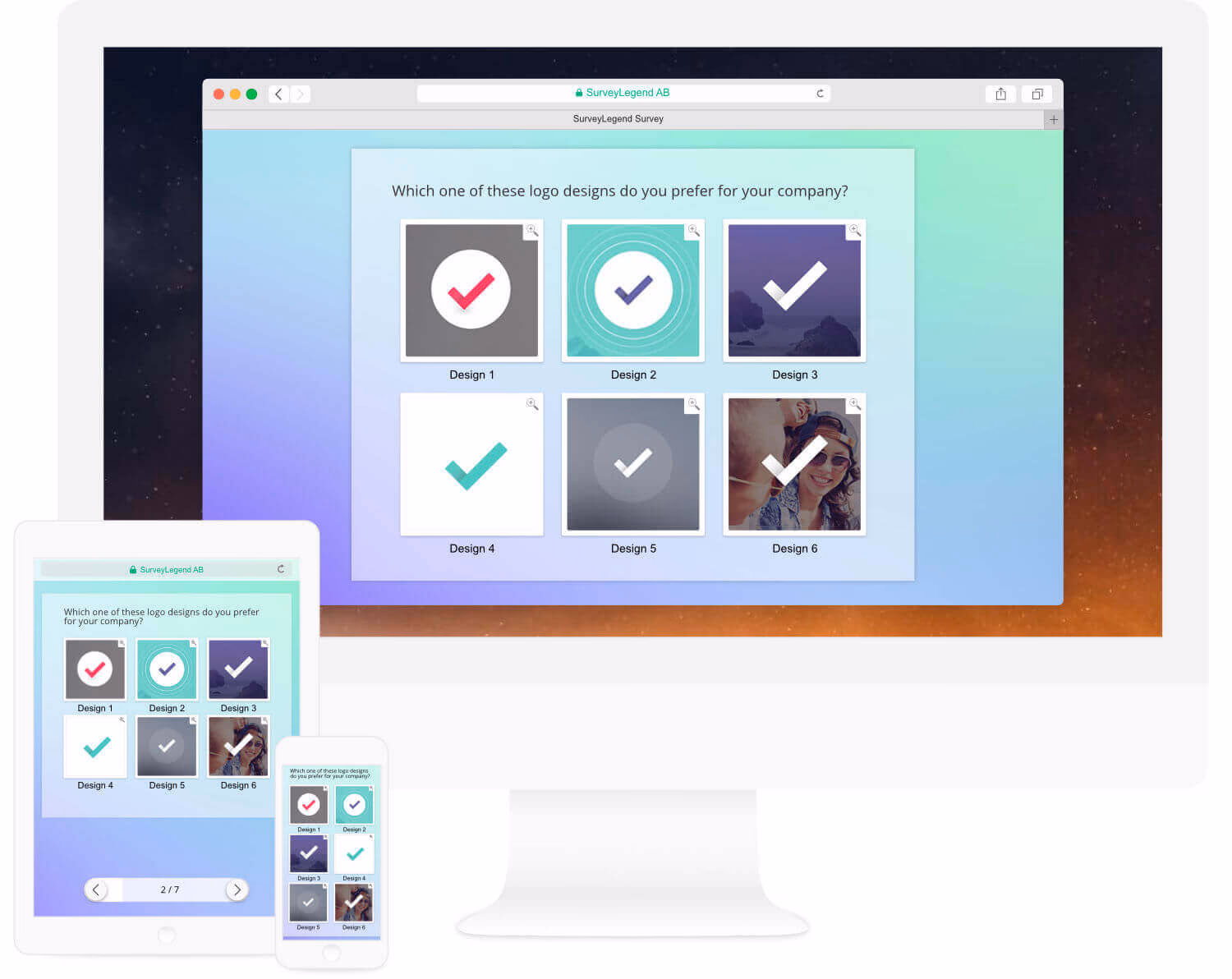 Add pictures and illustrations to your surveys, create beautiful and visual questionnaires and forms that work perfectly on any device.