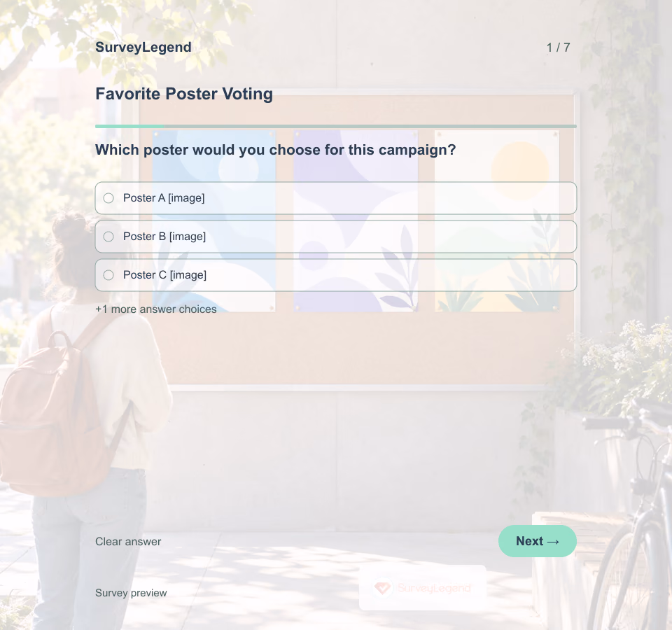 Preview of the Favorite Poster Voting Template showing its first question and answer choices
