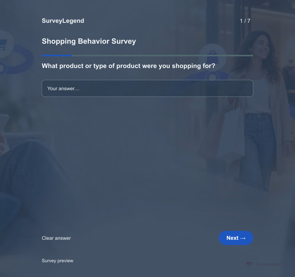 Preview of the Shopping Behavior Survey Template showing its first question and answer choices