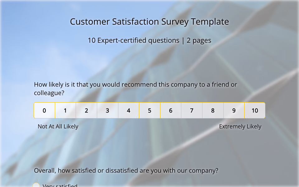 Preview of the Customer satisfaction Survey Template