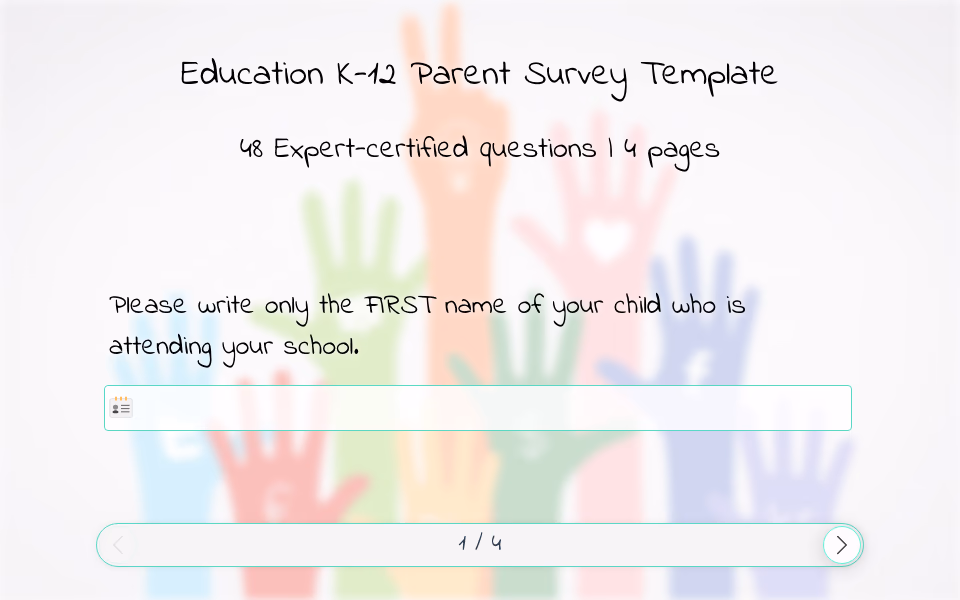 Preview of the Education K-12 Parent Survey Template