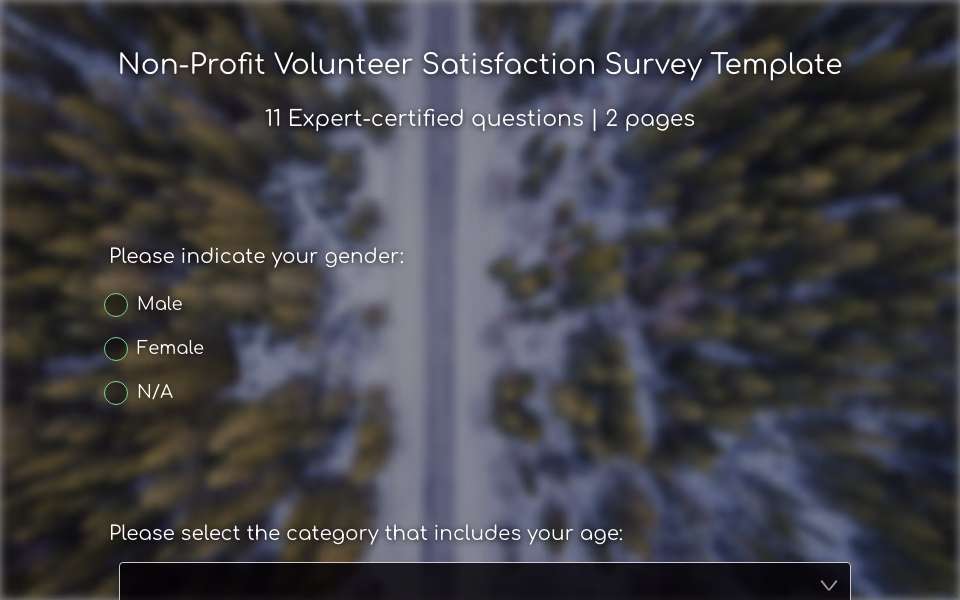 Preview of the Non-Profit Volunteer Satisfaction Survey Template