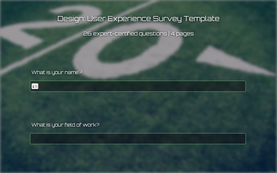 Preview of the User Experience Survey Template