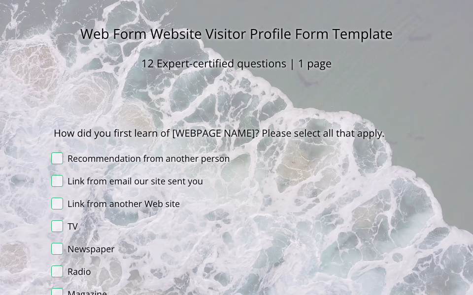 Preview of the Website Visitor Profile Form Template