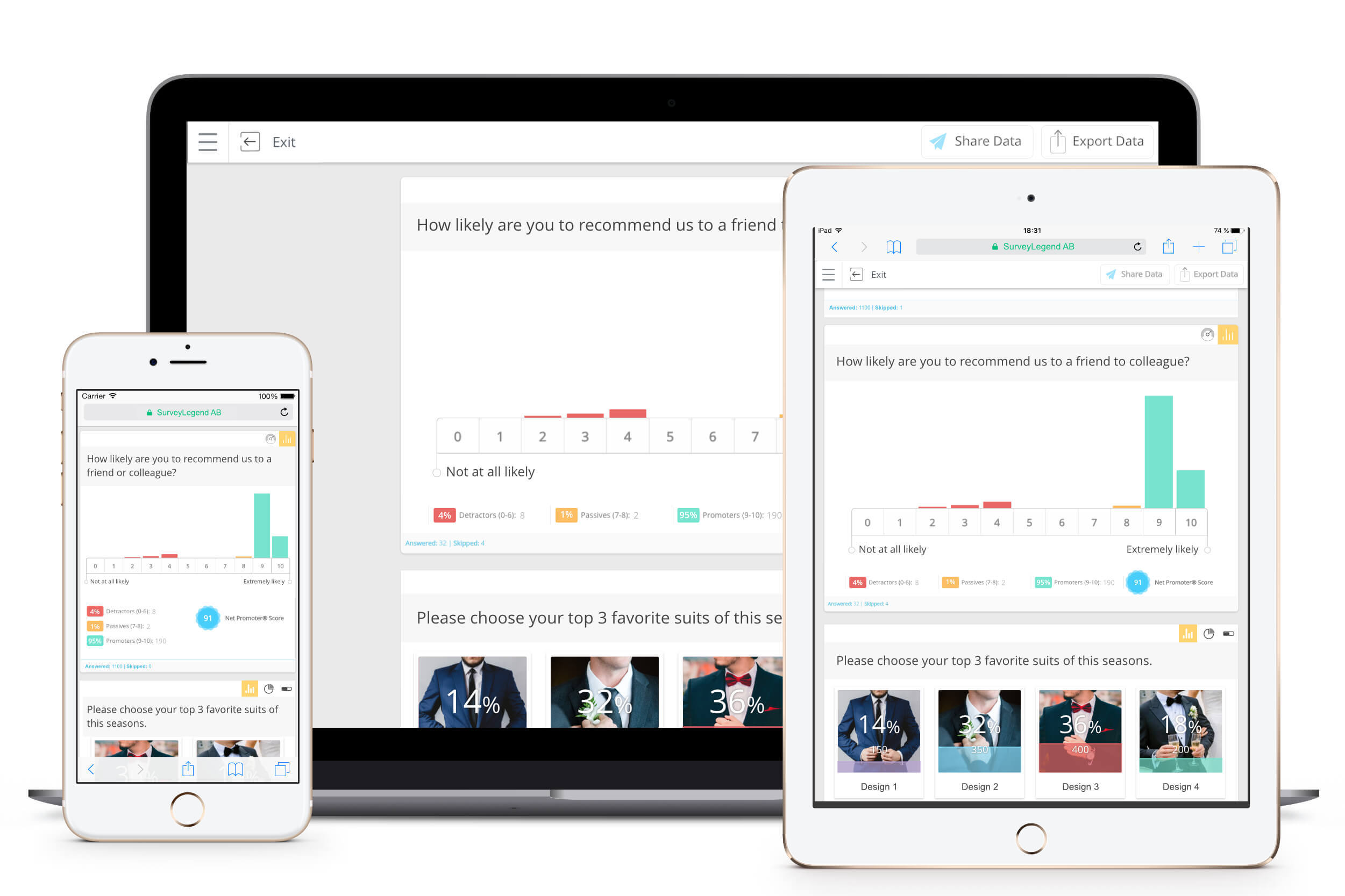 SurveyLegend App | Live analytics showing your survey data