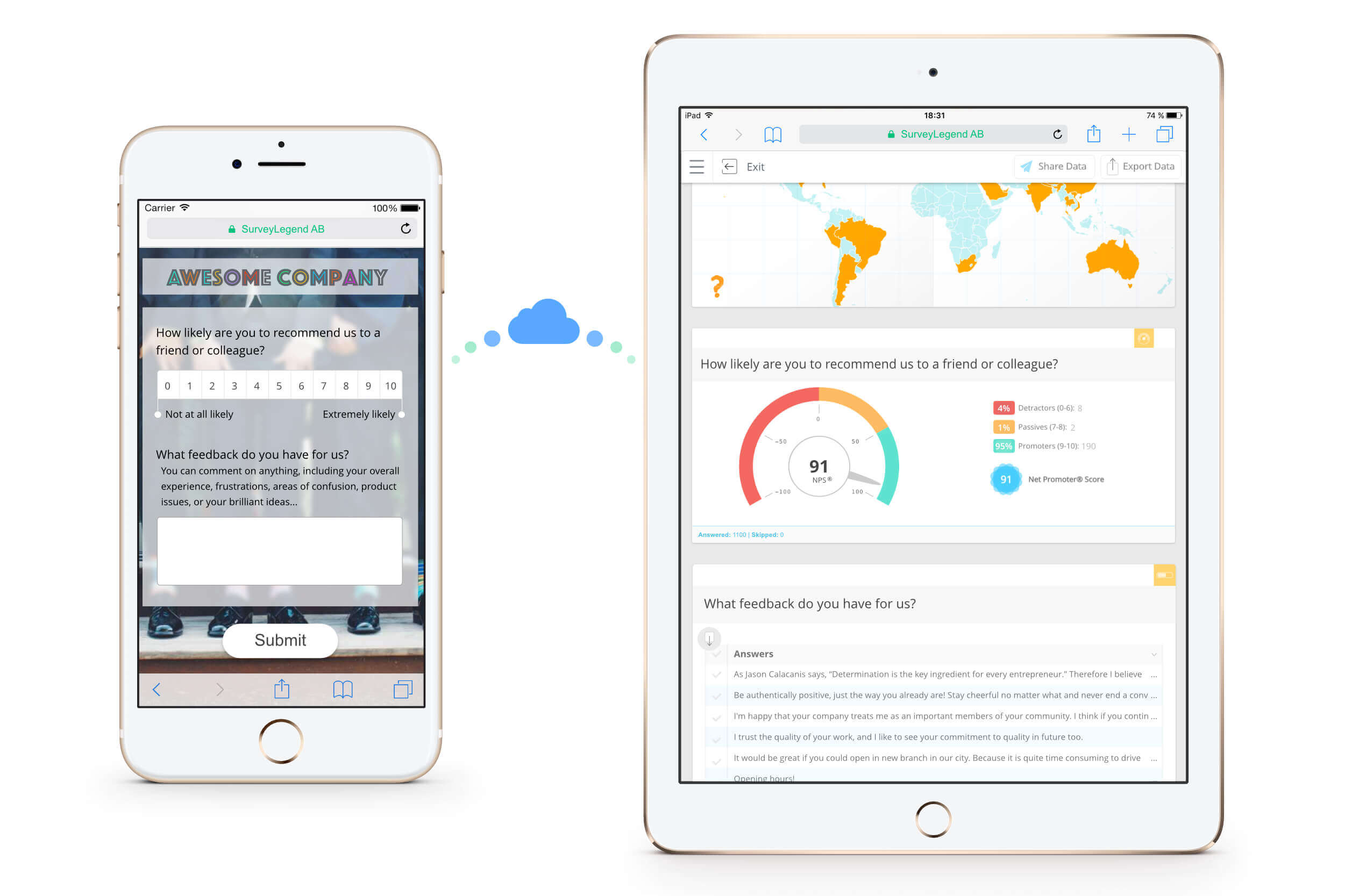 SurveyLegend App | Live analytics showing your survey data