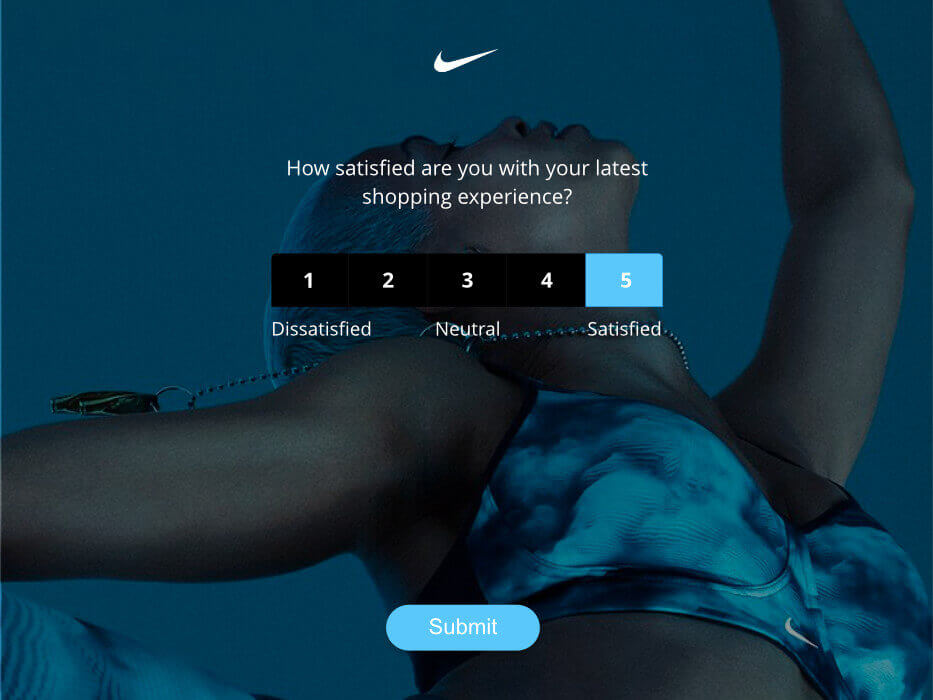 Example of an online survey, showing a survey with opinion scale question on PC