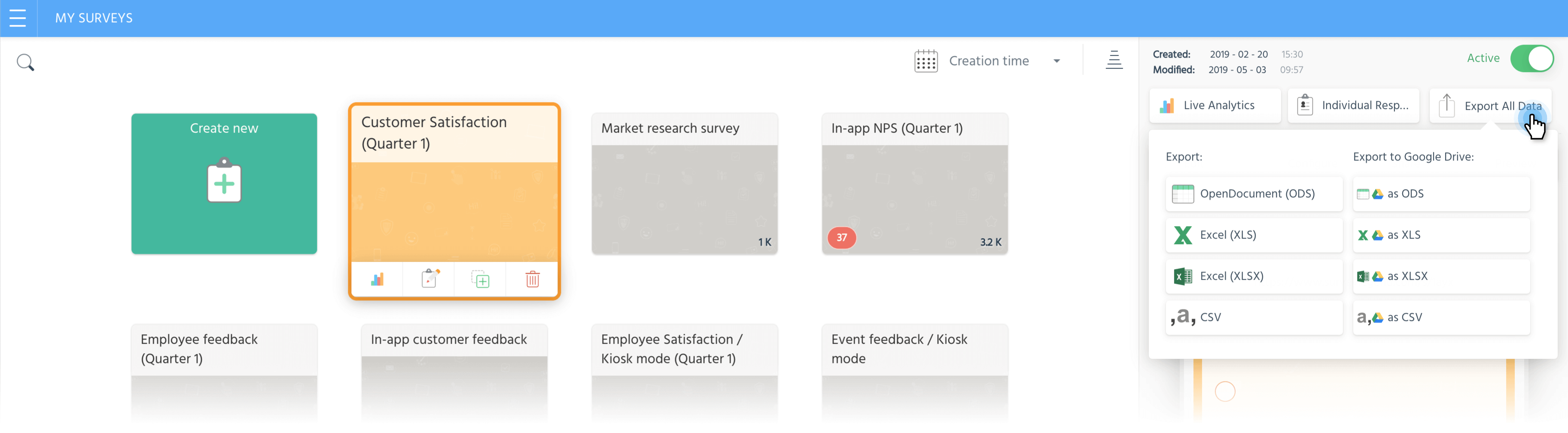 export survey data in different formats