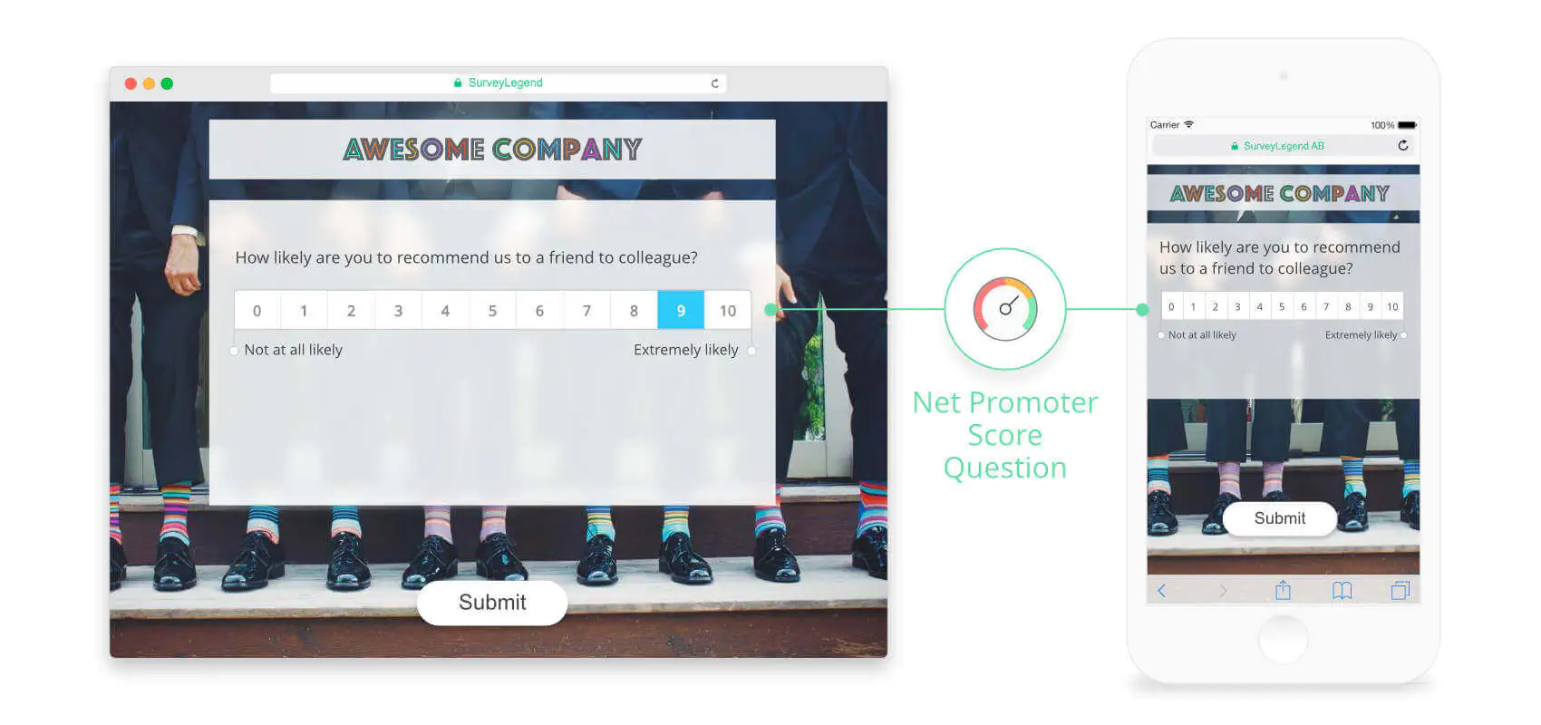 Our Net Promoter Score question is designed to work perfectly on mobile devices.