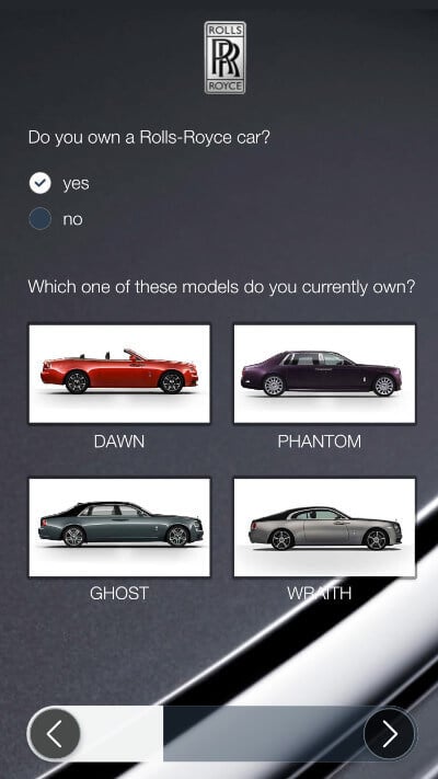 Example of an online survey, showing a survey with pictures as answers on a mobile device