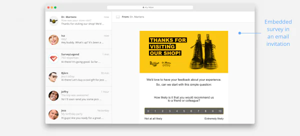 how to embed a survey inside an email invitation example