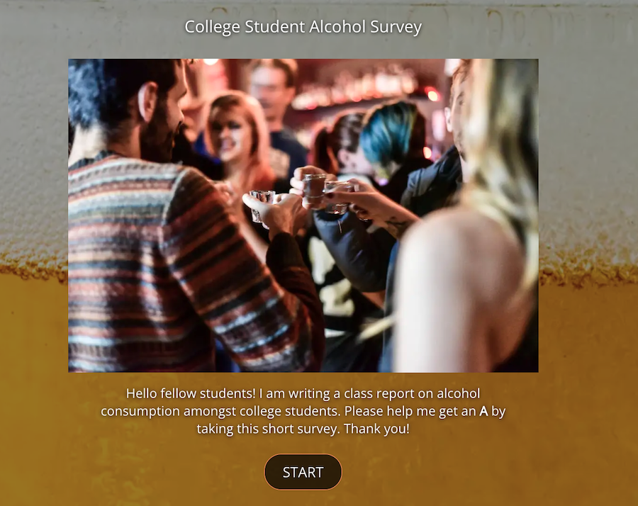 Student Survey Welcome Page