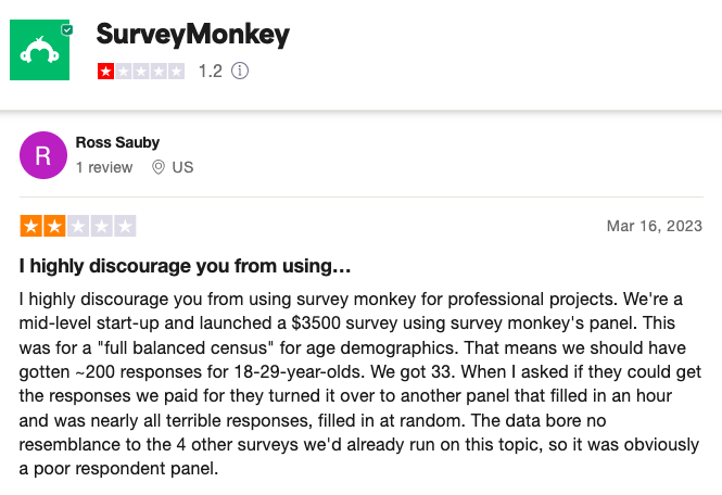 Surveymonkey panel complaint