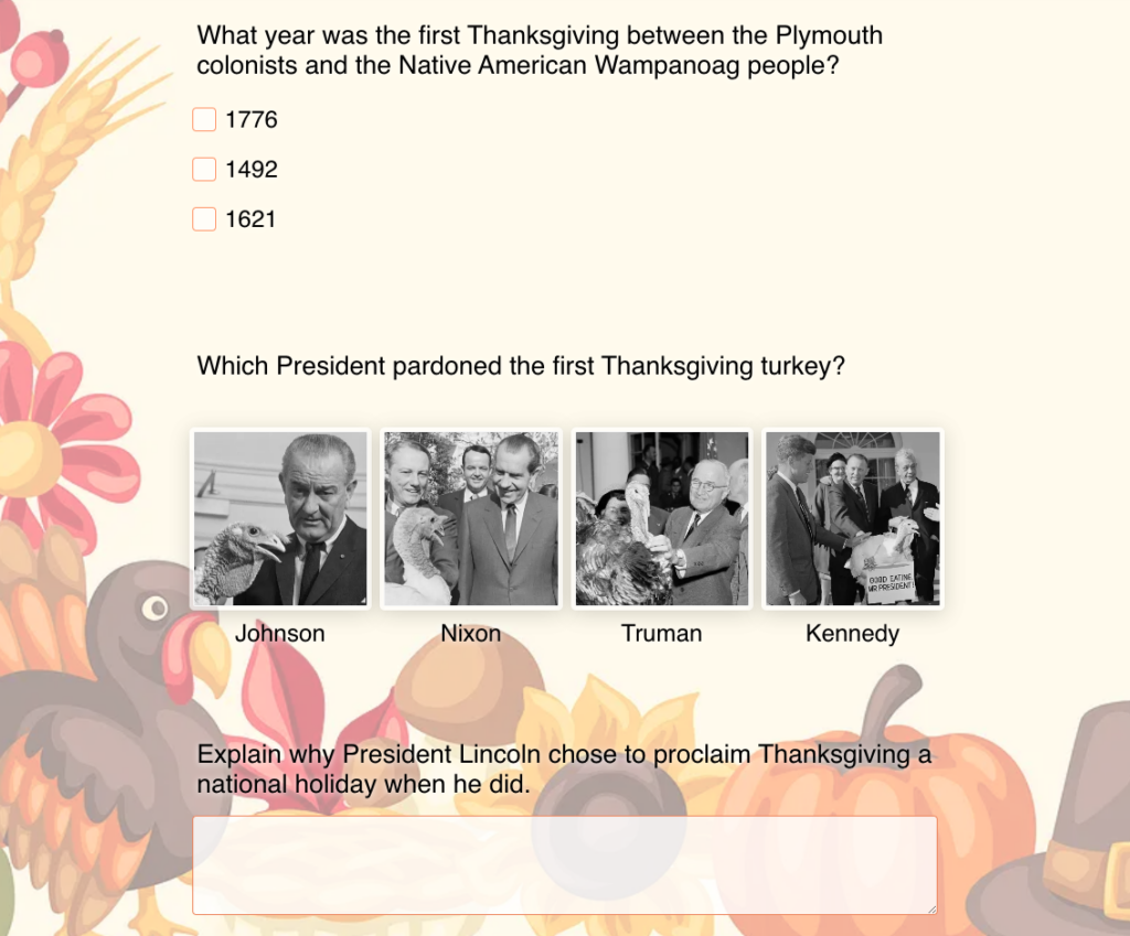 Thanksgiving History Quiz