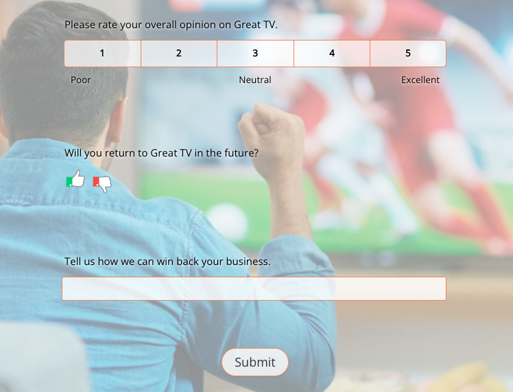 churn survey with opinion scale