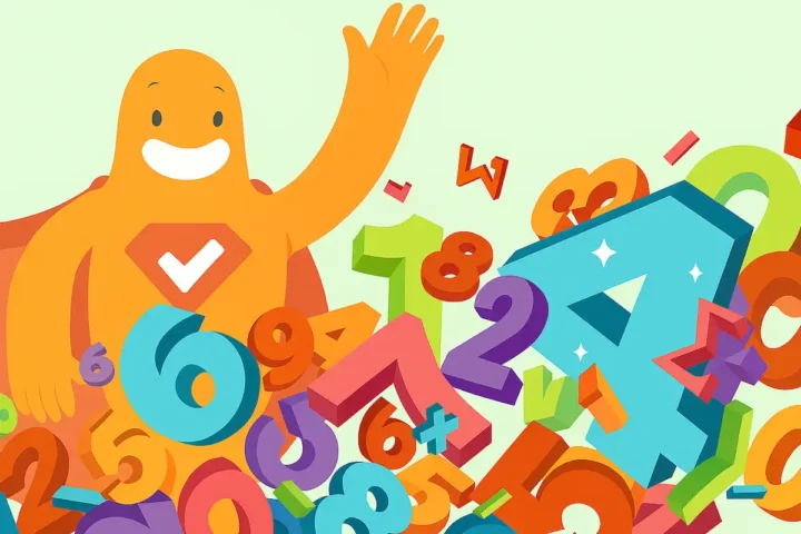 SurveyLegend character surrounded by colorful numbers representing data collection and quantitative research methods.